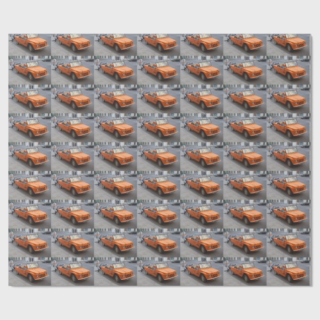 Orange Citroen Mehari Wrapping Paper (Flat)