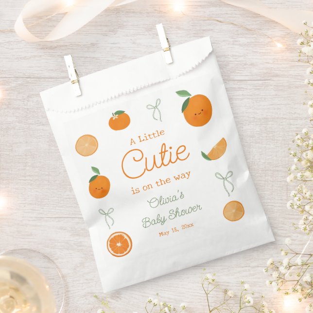 Orange Citrus A Little Cutie Baby Shower  Favour Bag (Clipped)