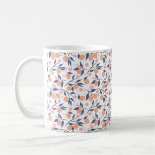 Orange citrus and blue leaves pattern Mug