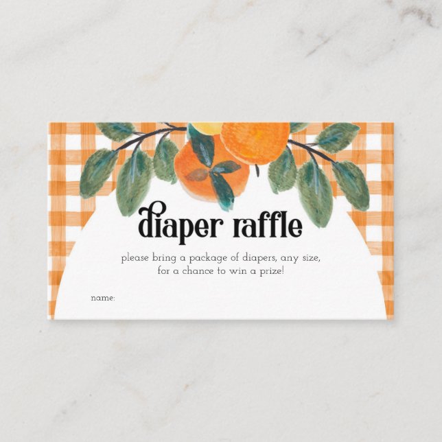 Orange Citrus Baby Shower Diaper Raffle Enclosure Card (Front)