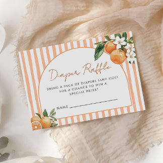 Orange Citrus Baby Shower Diaper Raffle Enclosure Card
