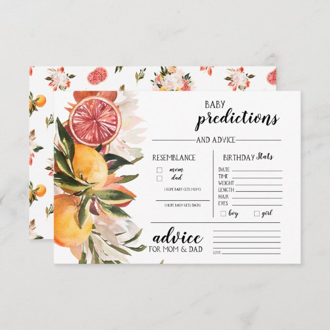 Orange Citrus Botanical | Baby Guessing Game Invitation (Front/Back)
