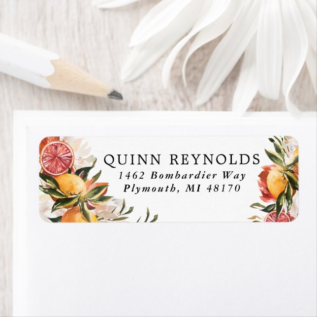 Orange Citrus Botanical | Return Address Label (Insitu)