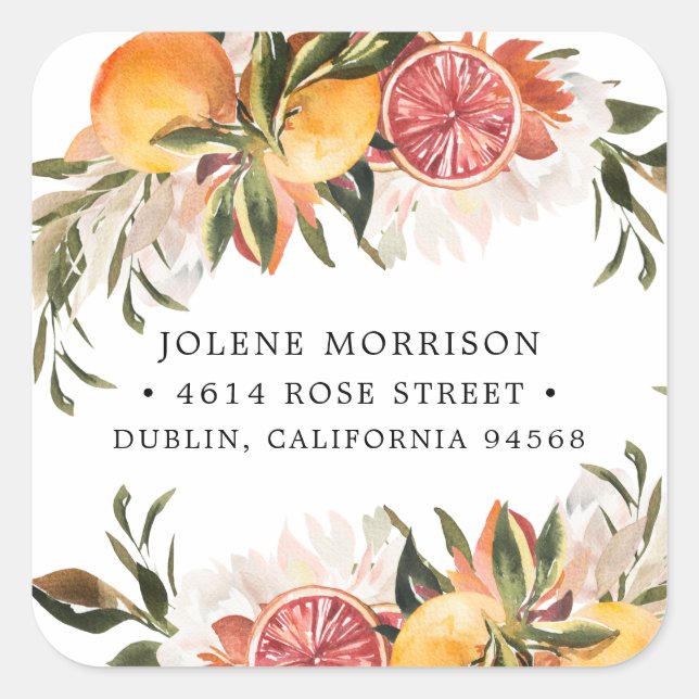 Orange Citrus Botanical | Return Address Label (Front)