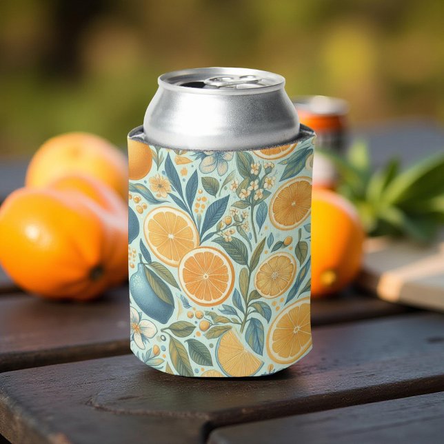 Orange Citrus Elegant Watercolor Bridal Showers  Can Cooler (Creator Uploaded)