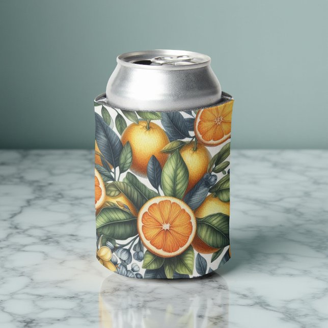 Orange Citrus Elegant Watercolor Bridal Showers  Can Cooler (Creator Uploaded)