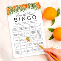 Orange Citrus Find The Guest Bingo Game Card