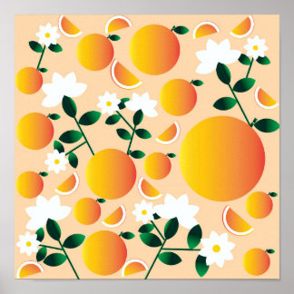 Orange citrus floral Poster