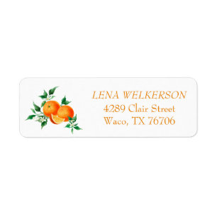 Orange Citrus Floral Watercolor Return Address Label