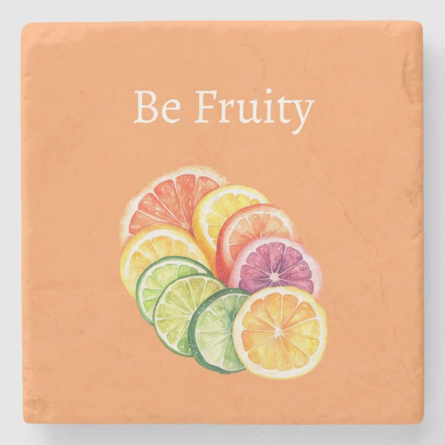 Orange Citrus Fruit Be Fruity Stone Coaster (Front)