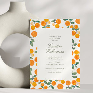 Orange Citrus Fruit Modern Winter Baby Shower Invitation