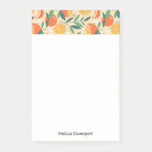 Orange Citrus Fruit Retro Pattern Border Post-it Notes
