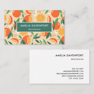 Orange Citrus Fruit Retro Pattern Business Card