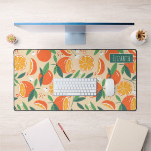 Orange Citrus Fruit Retro Pattern Desk Mat