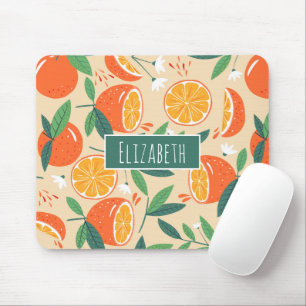 Orange Citrus Fruit Retro Pattern Mouse Pad