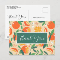 Orange Citrus Fruit Retro Pattern Thank You