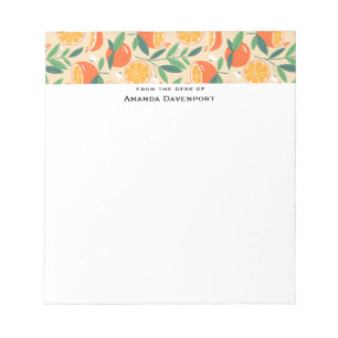 Orange Citrus Fruit Retro Patterned Border Notepad
