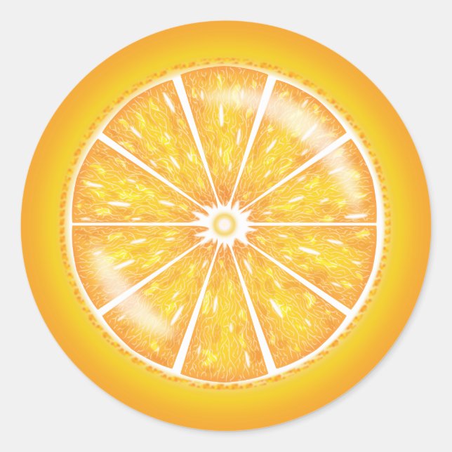 Orange Citrus Fruit Slice Illustration Classic Round Sticker (Front)
