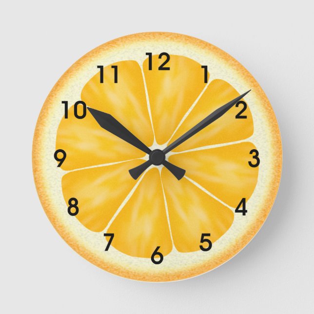 Orange Citrus Fruit Slice Round Clock (Front)
