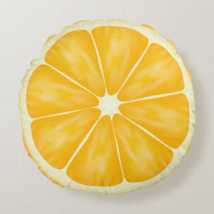 Orange Citrus Fruit Slice Round Cushion