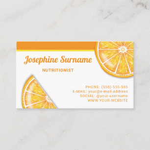 Orange Citrus Fruit Slices Dietician Nutritionist Business Card