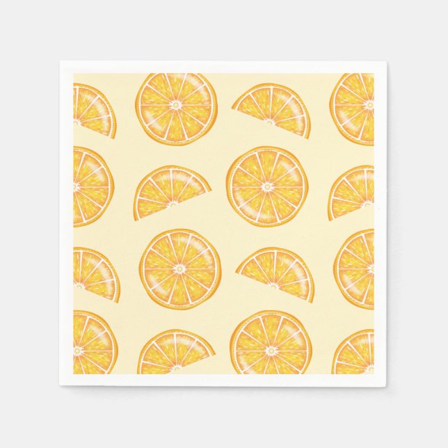 Orange Citrus Fruit Slices Illustrated Pattern Napkin (Front)