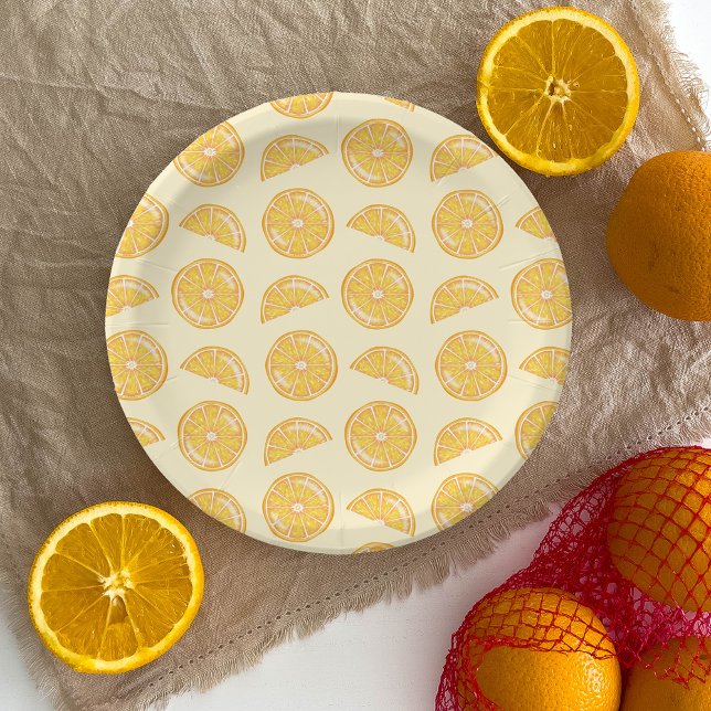 Orange Citrus Fruit Slices Illustrated Pattern  Paper Plate (Creator Uploaded)