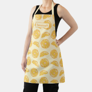 Orange Citrus Fruit Slices Pattern And Custom Name Apron