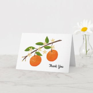 Orange Citrus Fruit Tree Blossoms Thank You Card