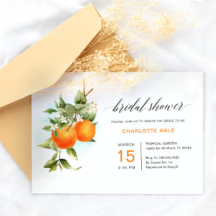 Orange Citrus Fruit Watercolor Bridal Shower Invitation