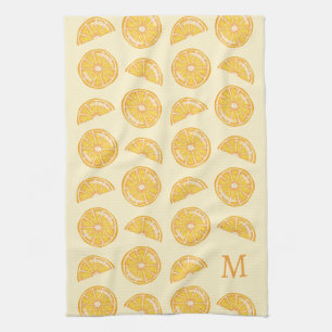 Orange Citrus Fruits With Custom Monogram Tea Towel