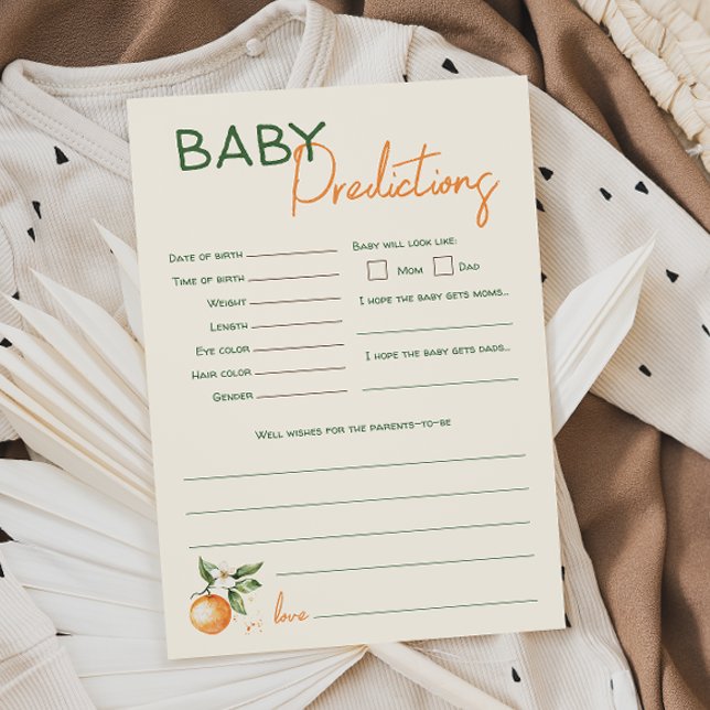 Orange Citrus Little Baby Shower Predictions Card (Creator Uploaded)