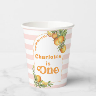 Orange Citrus Little Cutie 1st Birthday Paper Cup