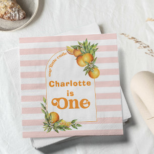 Orange Citrus Little Cutie 1st Birthday Paper  Napkin