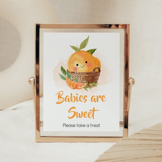 Orange Citrus Little Cutie Babies are Sweet Poster (Little Cutie Orange Citrus Baby Shower Babies are Sweet Sign)