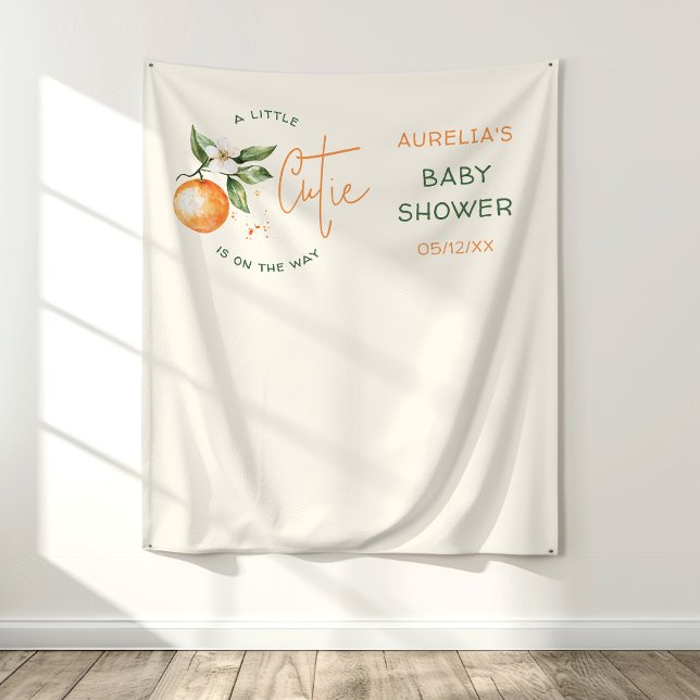 Orange Citrus Little Cutie Baby Shower Backdrop Tapestry (Creator Uploaded)