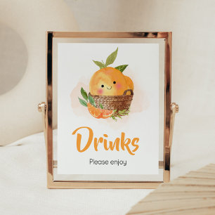 Orange Citrus Little Cutie Baby Shower Drinks Poster