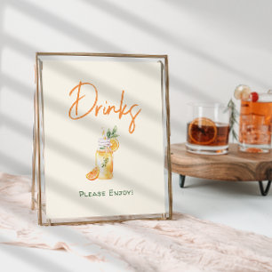 Orange Citrus Little Cutie Baby Shower Drinks Sign