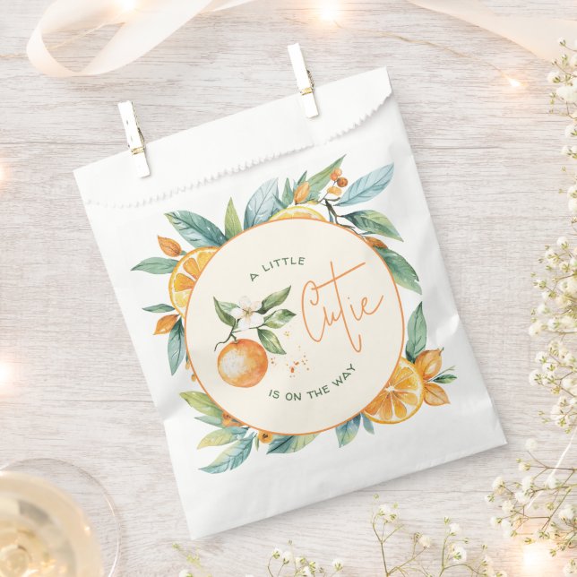 Orange Citrus Little Cutie Baby Shower Favour Bag (Clipped)