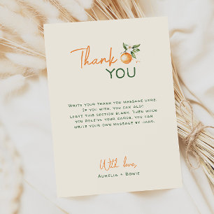 Orange Citrus Little Cutie Baby Shower Flat Thank You Card