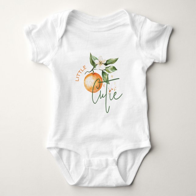 Orange Citrus Little Cutie Baby Shower Gift Bodysuit (Front)