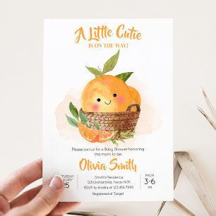 Orange Citrus Little Cutie Baby Shower Invitation