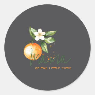 Orange Citrus Little Cutie Baby Shower Mama To Be  Classic Round Sticker