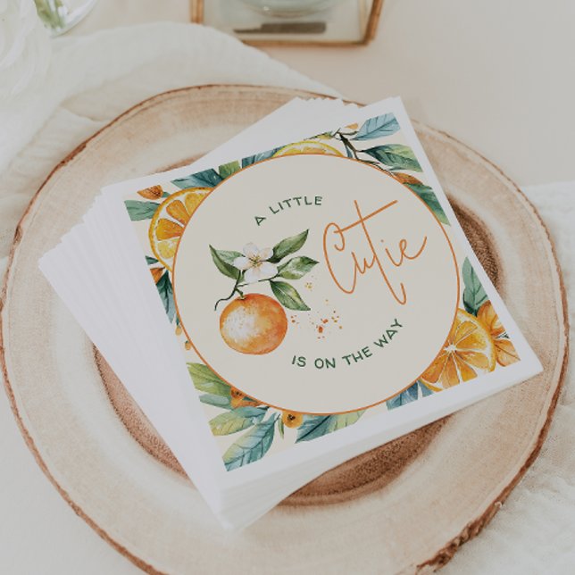 Orange Citrus Little Cutie | Baby Shower Napkins (Creator Uploaded)