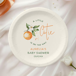 Orange Citrus Little Cutie Baby Shower Paper Plate