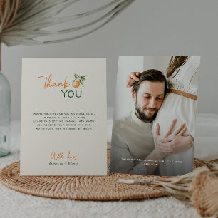 Orange Citrus Little Cutie Baby Shower Photo Thank You Card