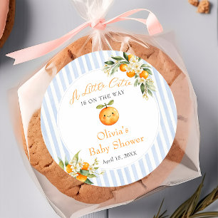 Orange Citrus Little Cutie Baby Shower Sticker