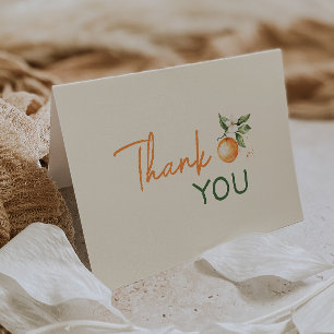 Orange Citrus Little Cutie Baby Shower Thank You Card