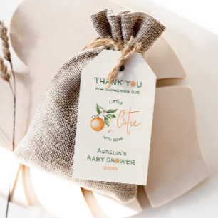 Orange Citrus Little Cutie Baby Shower Thank You Gift Tags