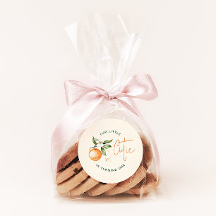 Orange Citrus Little Cutie Birthday Party Favour Classic Round Sticker